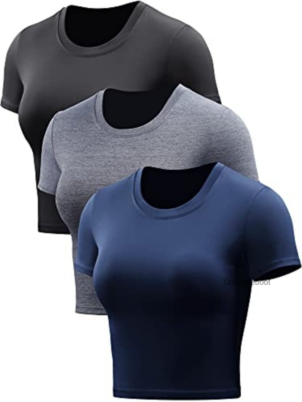 Dry Fit Crop Top Yoga Short Sleeve Athletic Running Tee 3 Pieces